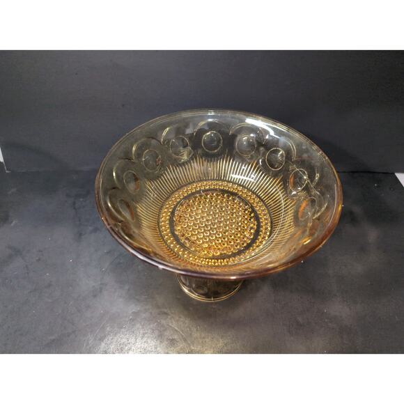 Bartlett‎ Collins Amber Compote Pedestal Bowl, Generieve Manhattan, Serving Bowl - Picture 2 of 11